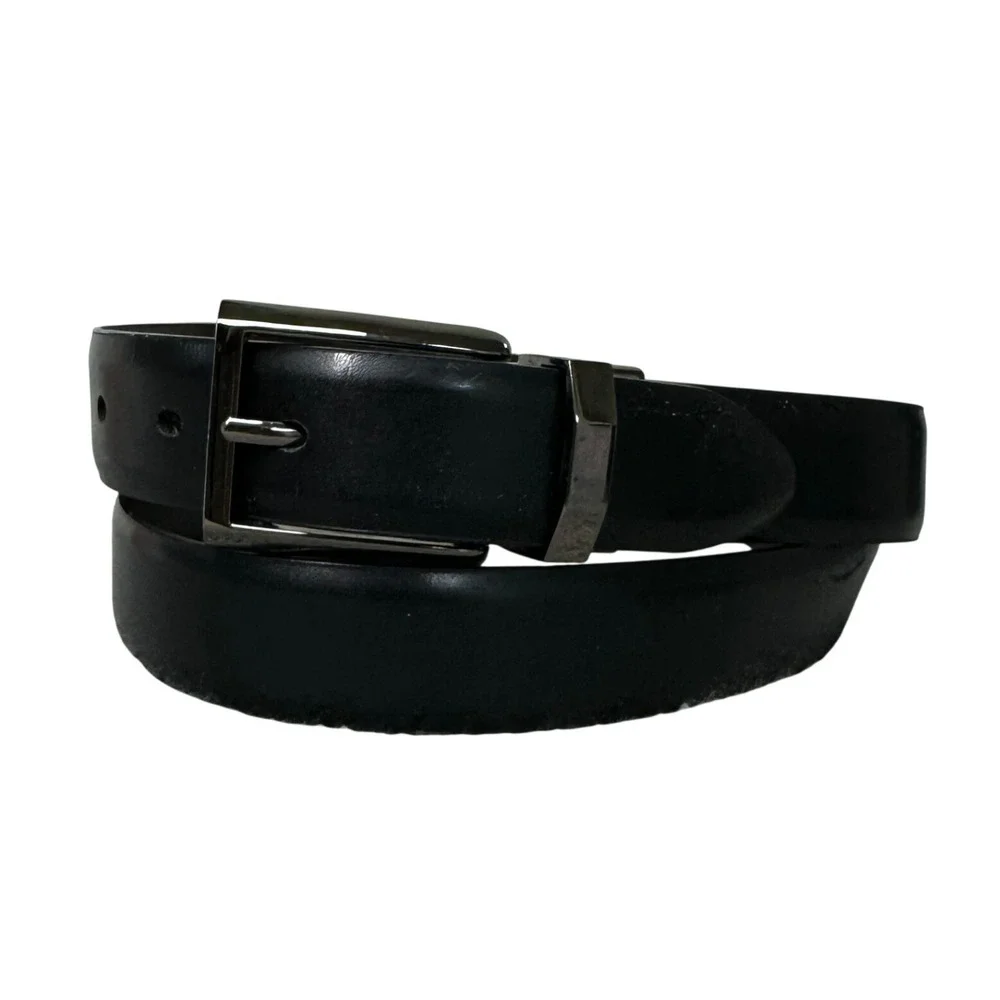 Perry Ellis Mens Reversible Leather Belt Black Brown Gunmetal Buckle Size 36